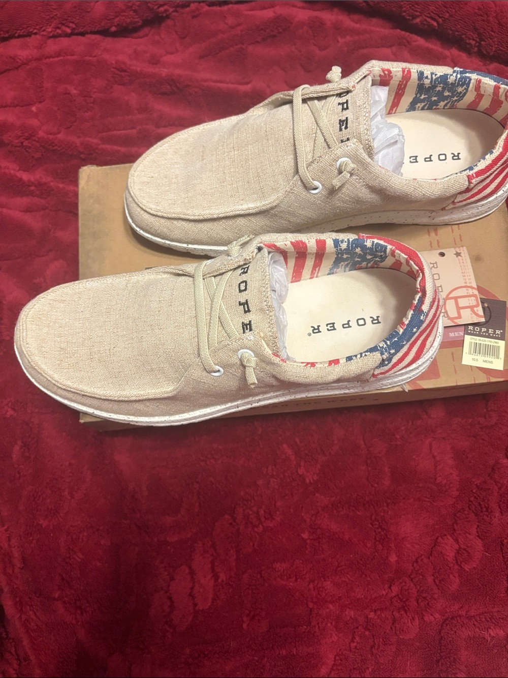 Roper Tan and Red Shoes